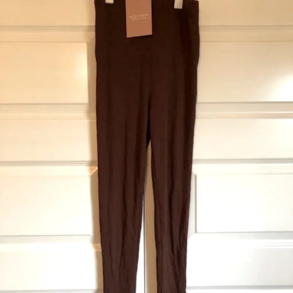 NWT Naked Wardrobe Baby Mama Maternity Leggings Chocolate Brown Size S - Picture 2 of 4
